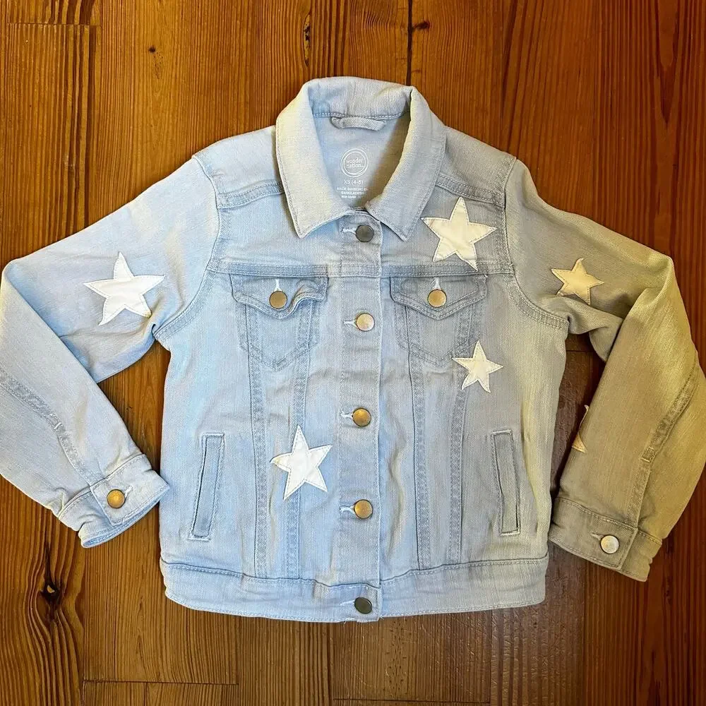 Wonder Nation light blue star‎ applique jean jacket SIZE 4/5